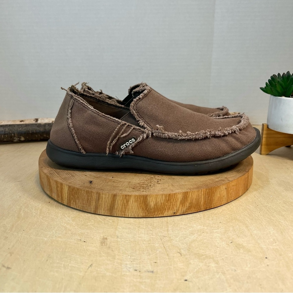 Crocs Venture Santa Cruz 10128 Sz 9 Loafers Canvas Slip On Shoes Brown Walking